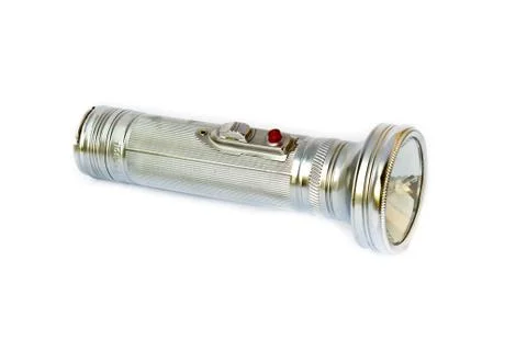 A silver flashlight Stock Photos