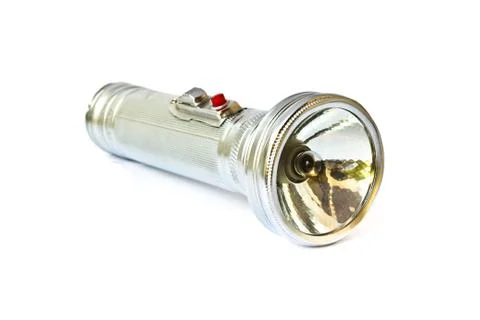 A silver flashlight Stock Photos