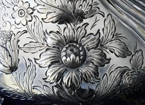 Silver floral design Stock Photos