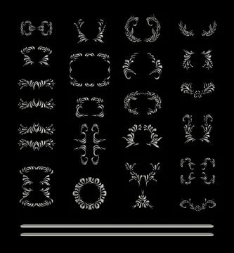 Silver floral ornament elements set イラスト素材