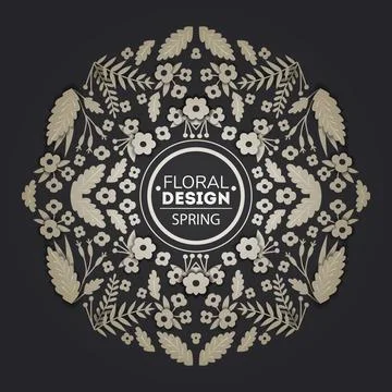 Silver floral paper cut frames. Flower gold greeting card, design templates Stock Illustration