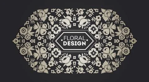 Silver floral paper cut frames. Flower gold greeting card, design templates Illustrazione stock