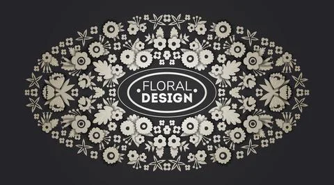 Silver floral paper cut frames. Flower gold greeting card, design templates Stock Illustration