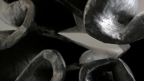 Silver Flower Sculpture dynamic movement Stock Footage 84179364