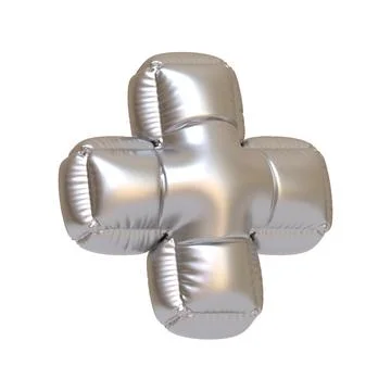Silver Foil Balloon Plus Sign Symbol Stock Illustration