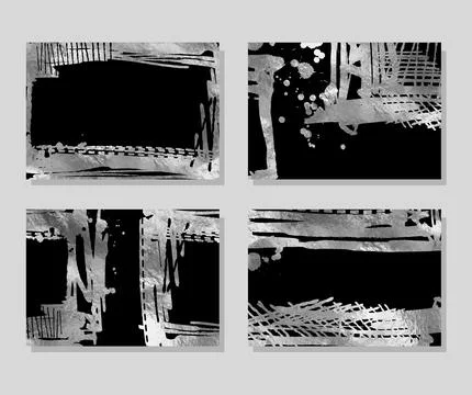 Silver Foil Grunge Frame Collection Vector Stock Illustration