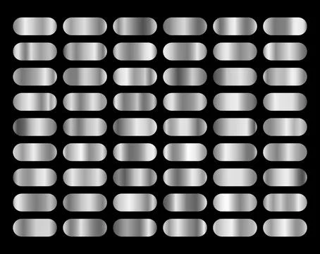 Silver Foil Metallic Texture Gradient Set. Shiny Steel Swatch Collection Stock Illustration