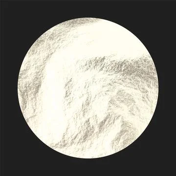 Silver foil, shiny handmade circle. Golden glittering texture, pattern. Luxury Stock Illustration