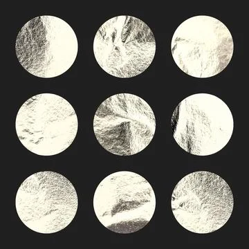 Silver foil, shiny handmade circles. Golden glittering texture, pattern. Luxury Stock Illustration