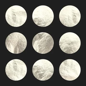Silver foil, shiny handmade circles. Golden glittering texture, pattern. Luxury Stock Illustration
