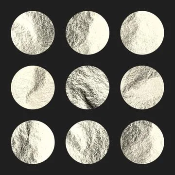 Silver foil, shiny handmade circles. Golden glittering texture, pattern. Luxury Illustrazione stock
