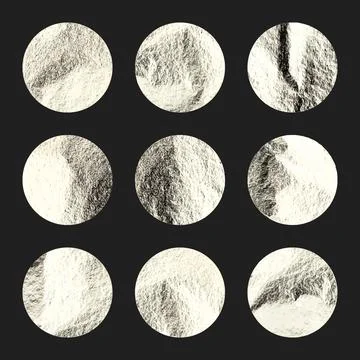 Silver foil, shiny handmade circles. Golden glittering texture, pattern. Luxury Stock Illustration