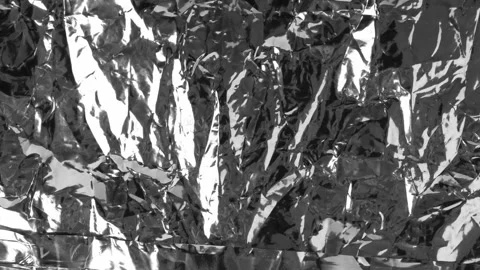 Silver foil textured background, crumpled aluminum pattern loop Video stock 346549818