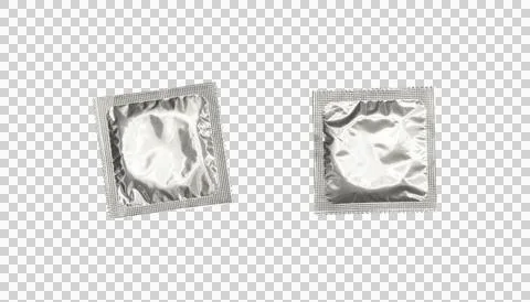 Silver foil wrapped condom isolated PNG Stock Photos