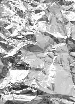 Silver foil wrinkled texture, vector realistic aluminum paper sheet, crumpled Stock Illustration