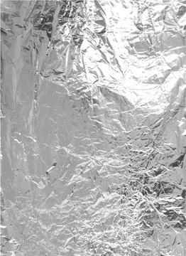 Silver foil wrinkled vector texture, realistic aluminum paper sheet, crumpled Stock Illustration