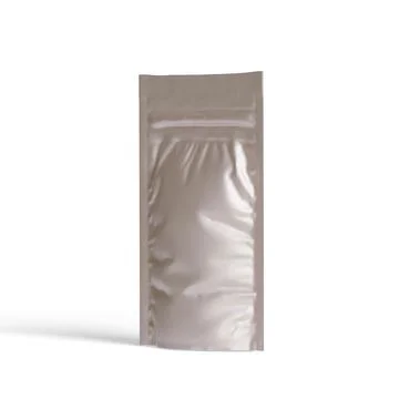 Silver foil zipper bag packaging, Isolated on white background, 3D rendering Stock Photos