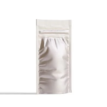 Silver foil zipper bag packaging, Isolated on white background, 3D rendering Stock Photos