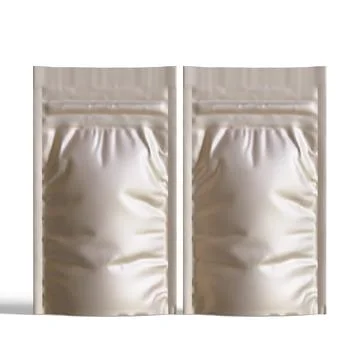 Silver foil zipper bag packaging, Isolated on white background, 3D rendering Stock Photos