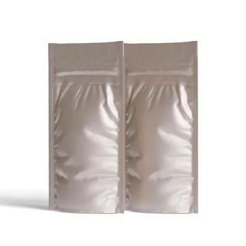 Silver foil zipper bag packaging, Isolated on white background, 3D rendering Stock Photos