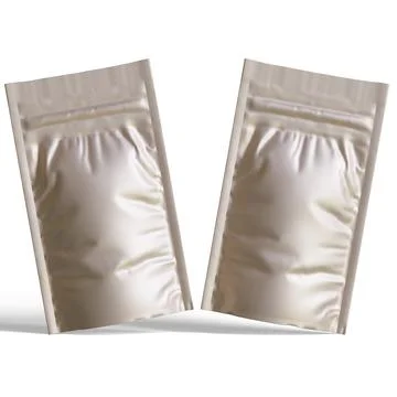 Silver foil zipper bag packaging, Isolated on white background, 3D rendering Stock Photos