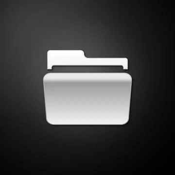 Silver Folder icon isolated on black background. Long shadow style. Vector イラスト素材