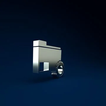 Silver Folder settings with gears icon isolated on blue background. Software  Stock Illustration