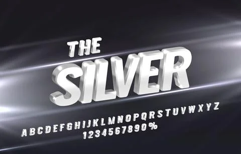 The silver font set collection, letters and numbers symbol. Vector 스톡 일러스트