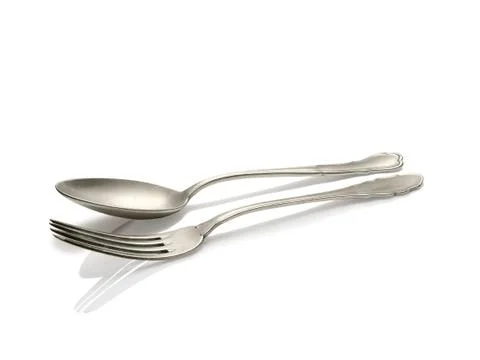 Silver fork and spoon Foto stock