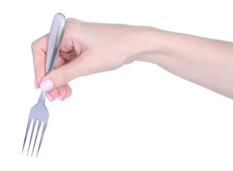 Silver fork in hand Stock Photos
