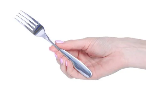 Silver fork in hand Stock Photos