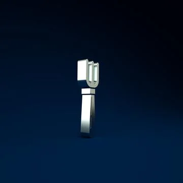Silver Fork icon isolated on blue background. Cutlery symbol. Minimalism conc Stock Illustration