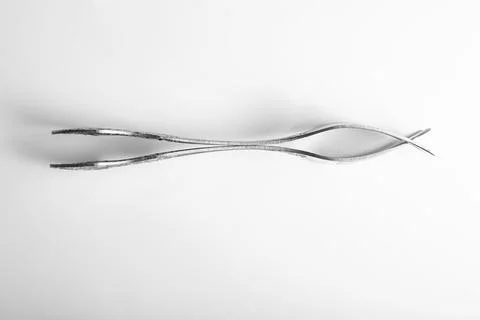 Silver fork side view isolated on white background Stock Photos