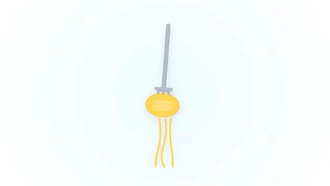 Silver Fork Twirling Golden Spaghetti Pasta on Blue Gradient Background Stock Footage 346611781