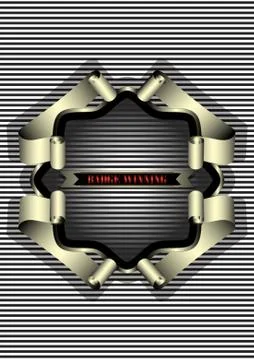 Silver frame for the badge on striped background Stock Illustration