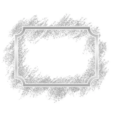 Silver frame. Beautiful glitter design. Vintage style decorative border, isol Stock Illustration