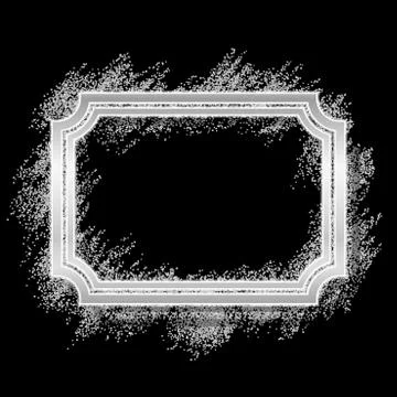 Silver frame. Beautiful glitter design. Vintage style decorative border, isol Stock Illustration