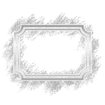 Silver frame. Beautiful glitter design. Vintage style decorative border, isol Stock Illustration