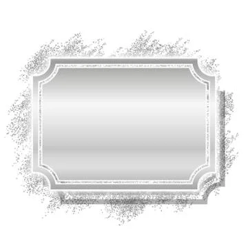 Silver frame. Beautiful glitter design. Vintage style decorative border, isol Stock Illustration