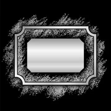 Silver frame. Beautiful glitter design. Vintage style decorative border, isol Stock Illustration