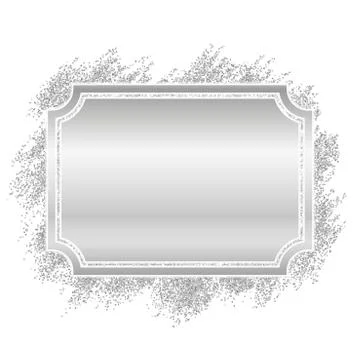Silver frame. Beautiful glitter design. Vintage style decorative border, isol Stock Illustration