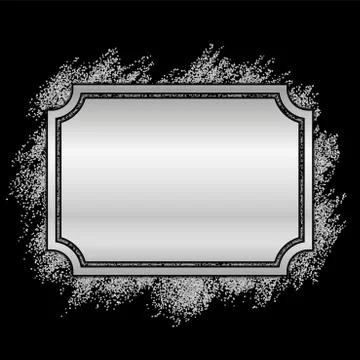 Silver frame. Beautiful glitter design. Vintage style decorative border, isol Stock Illustration