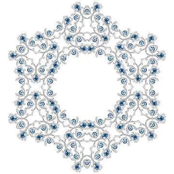 Silver frame with gems isolated on white background Stock Illustration