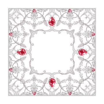 Silver frame with isolated on white background Illustrazione stock