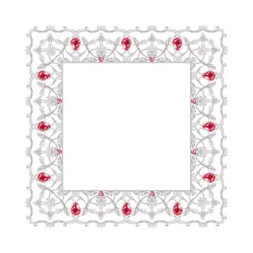 Silver frame with isolated on white background Stock Illustration
