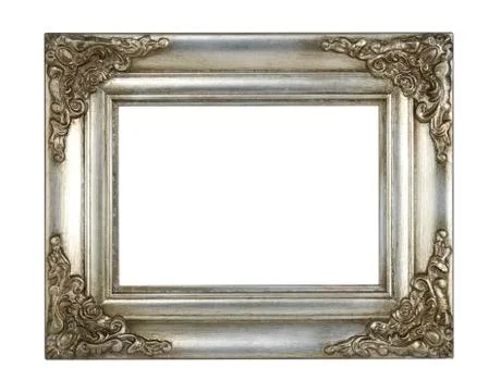Silver frame isolated on white background Stock Photos