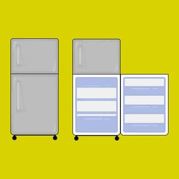 Silver fridge vector, black background Stock Illustration