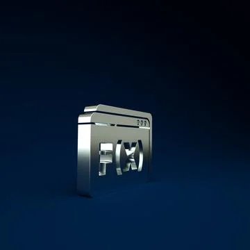Silver Function mathematical symbol icon isolated on blue background. Minimal Stock Illustration