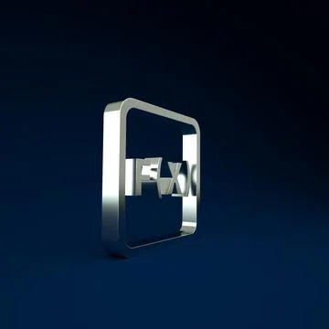 Silver Function mathematical symbol icon isolated on blue background. Minimal 스톡 일러스트