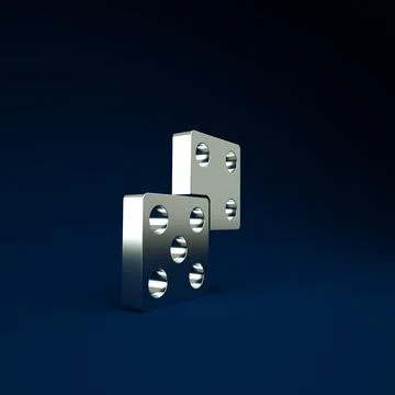 Silver Game dice icon isolated on blue background. Casino gambling. Minimalis Illustration